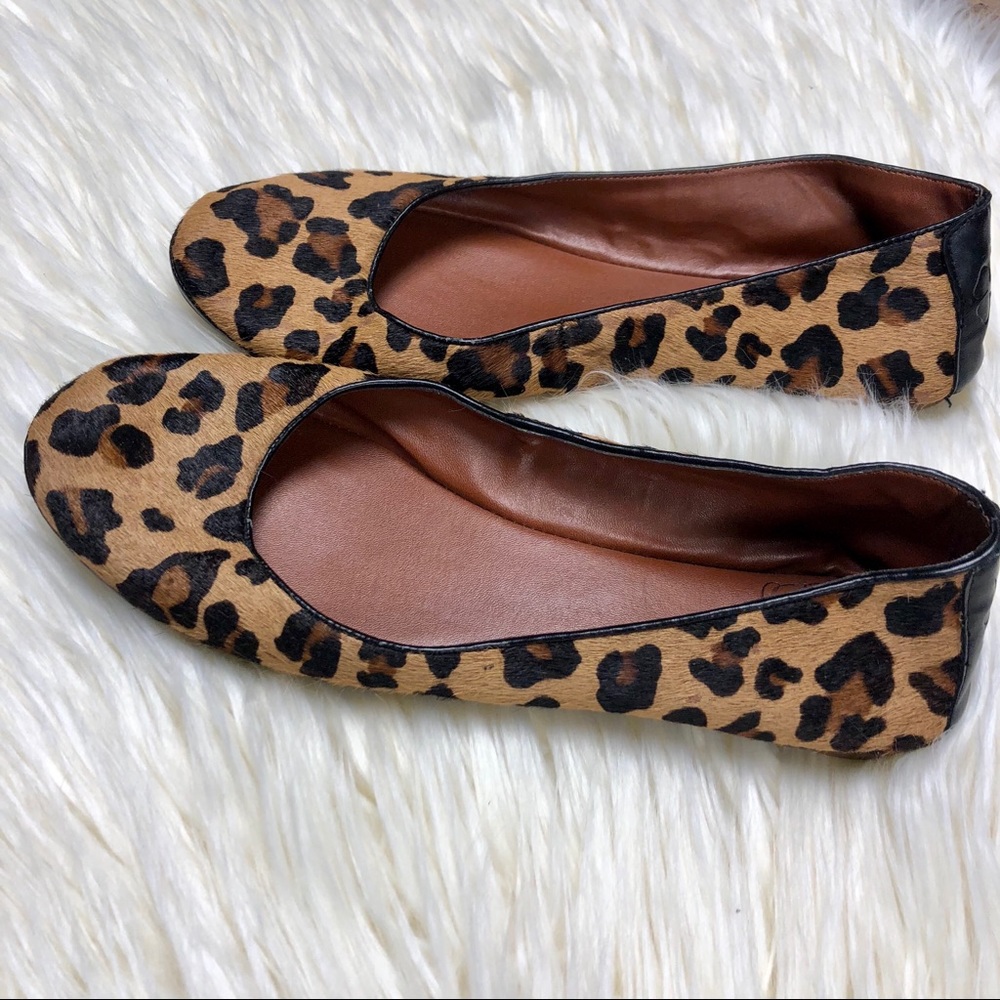 [Lucky Brand] Cheetah Print Leather Hide Flats - Picture 4 of 8